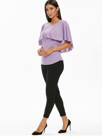 

Curved Hem Space Dye Print Layered T-shirt, Mauve