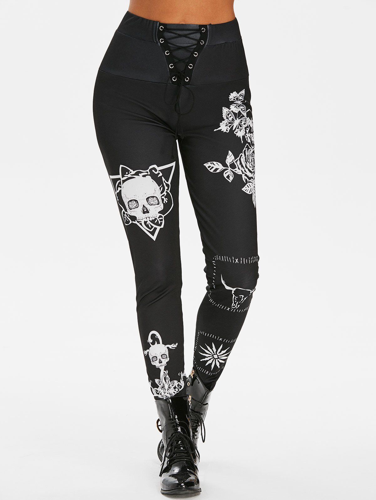 high waisted lace up pants