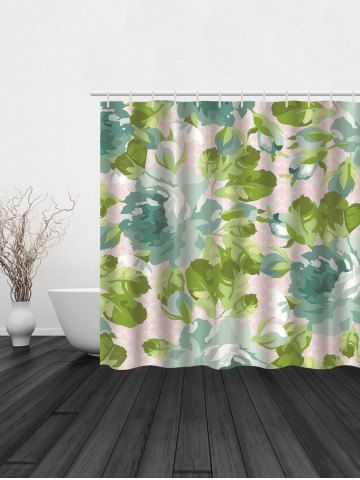 

Leaf Flower Pattern Waterproof Shower Curtain, Multi-b