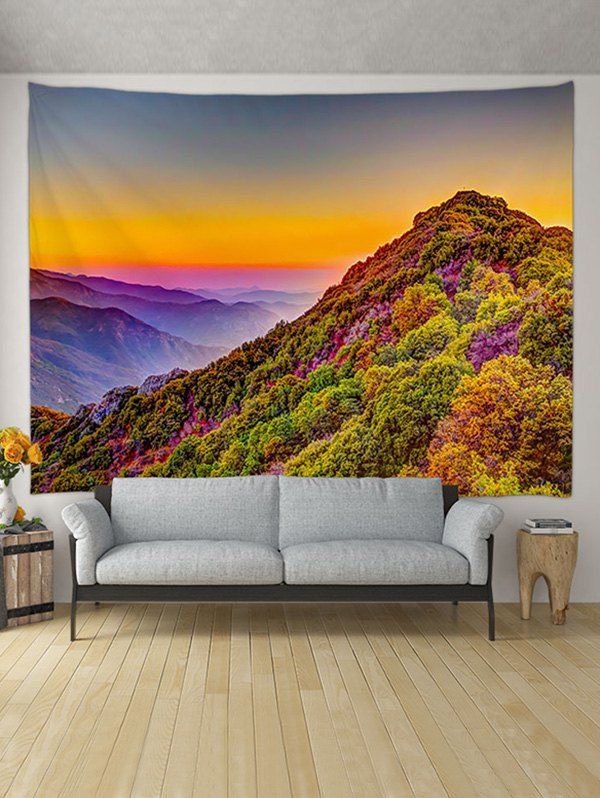 

Sunset Mountain Pattern Printed Tapestry, Multi-a