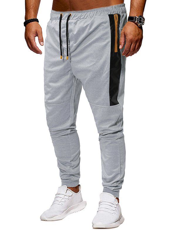 

Zipper Pocket Design Knitted Jogger Pants, Gray
