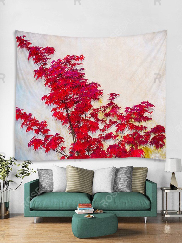 

Maple Branch Print Tapestry Wall Hanging Art Decoration, Red