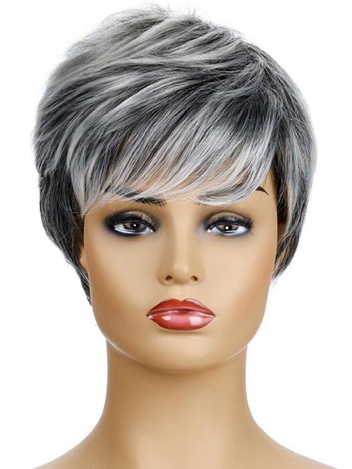 41 Off Side Bang Straight Synthetic Short Hair Wig Rosegal