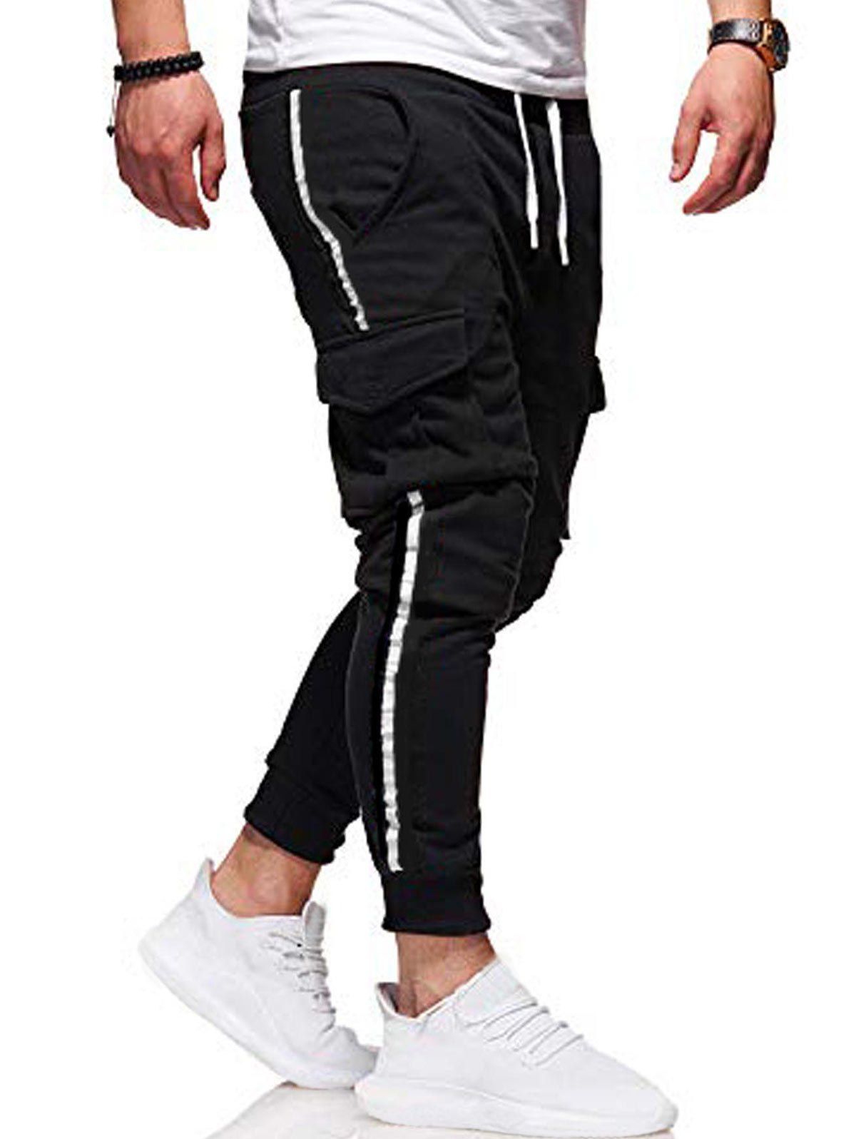 

Pocket Design Casual Knitted Jogger Pants, Black