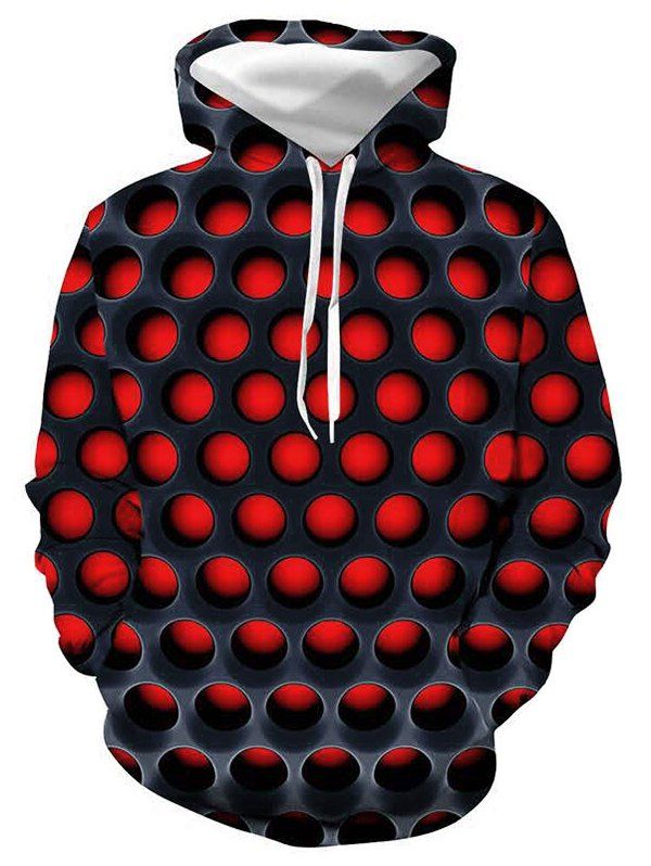 

Burning Honeycomb Briquette Graphic Front Pocket Hoodie, Red