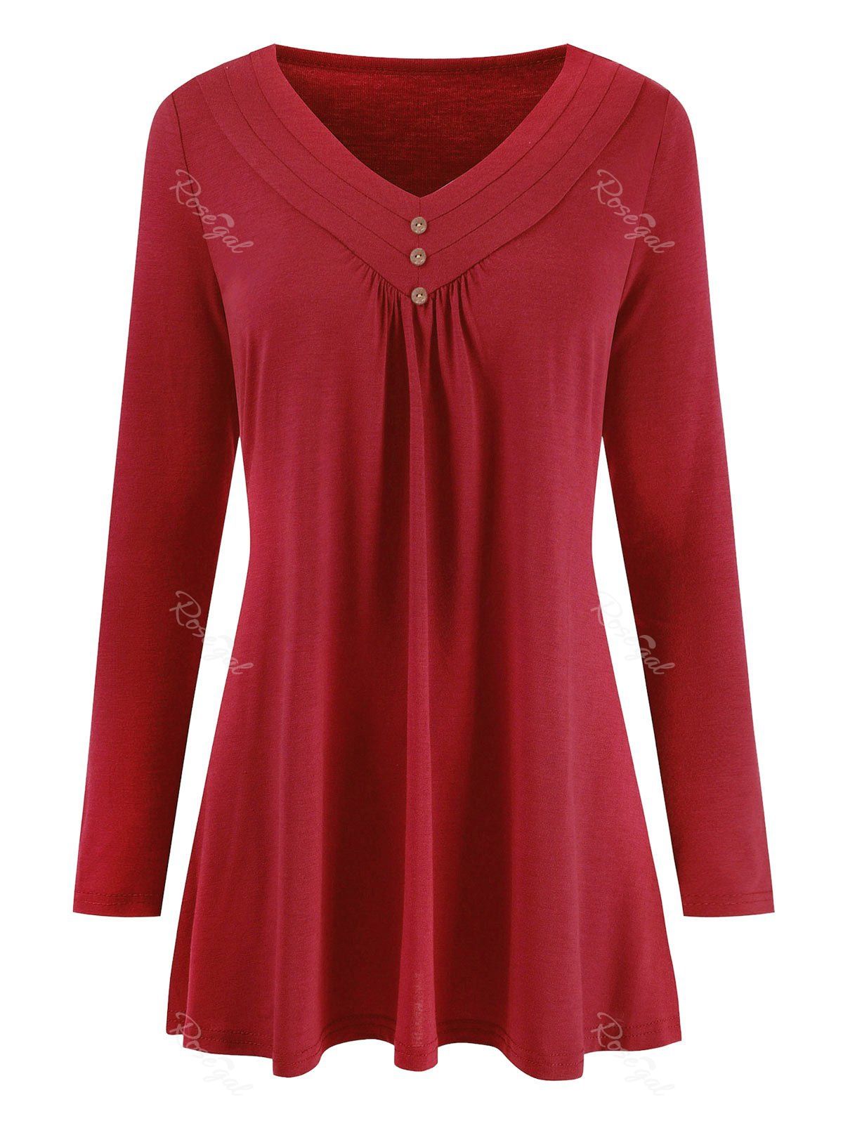 

Plus Size Long Sleeve Tunic Top, Red