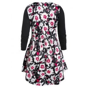 

Plus Size Floral Tunic Peplum T-shirt, Black