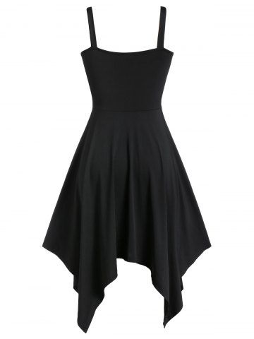

Plus Size Asymmetric V Neck Mini Gothic Dress, Black