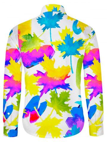 

Maple Leaf Print Long Sleeves Shirt, White