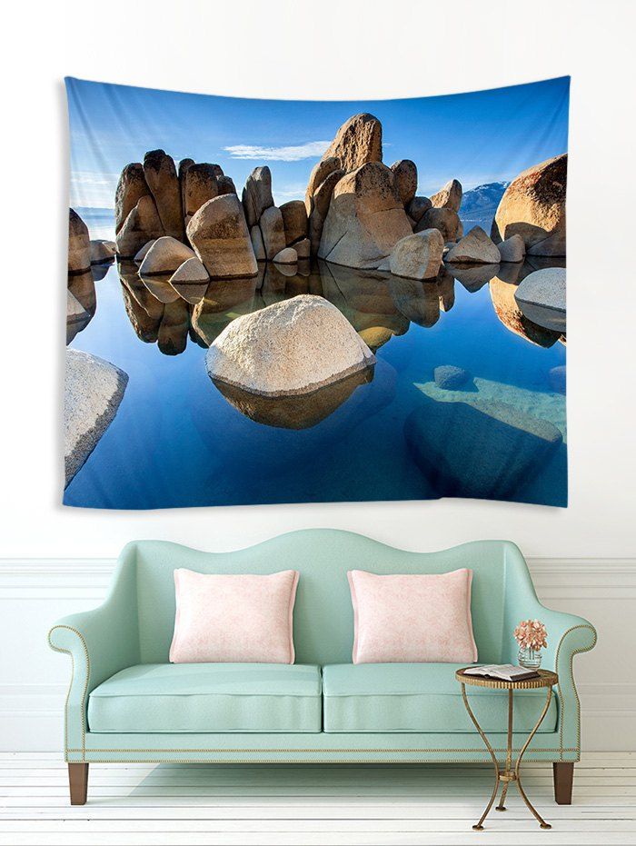 

Ocean Stones Print Tapestry Wall Hanging Art Decoration, Ocean blue
