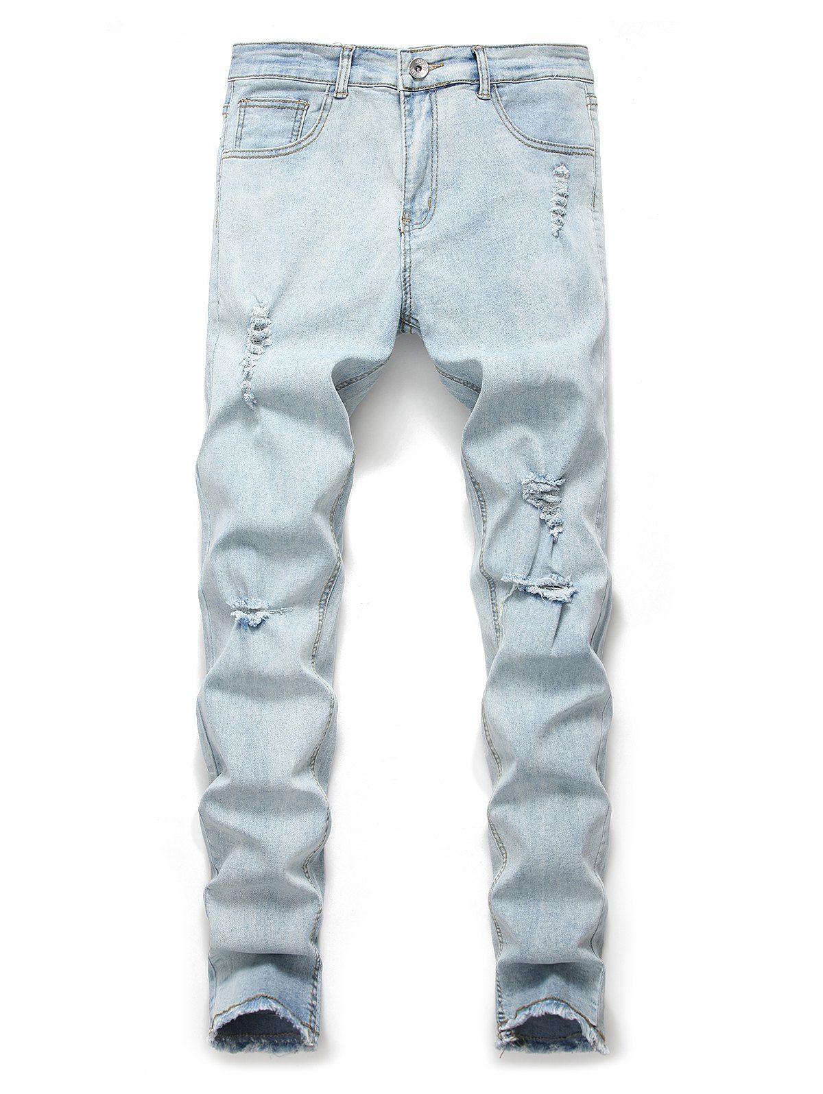 

Ripped Design Cuffed Leisure Jeans, Denim blue