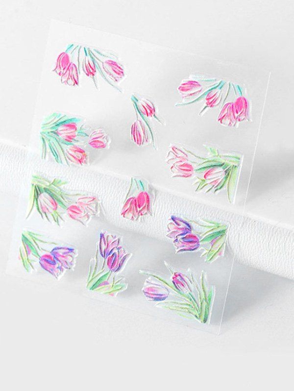 

Plant Flower Pattern Nail Decals, Multi-a