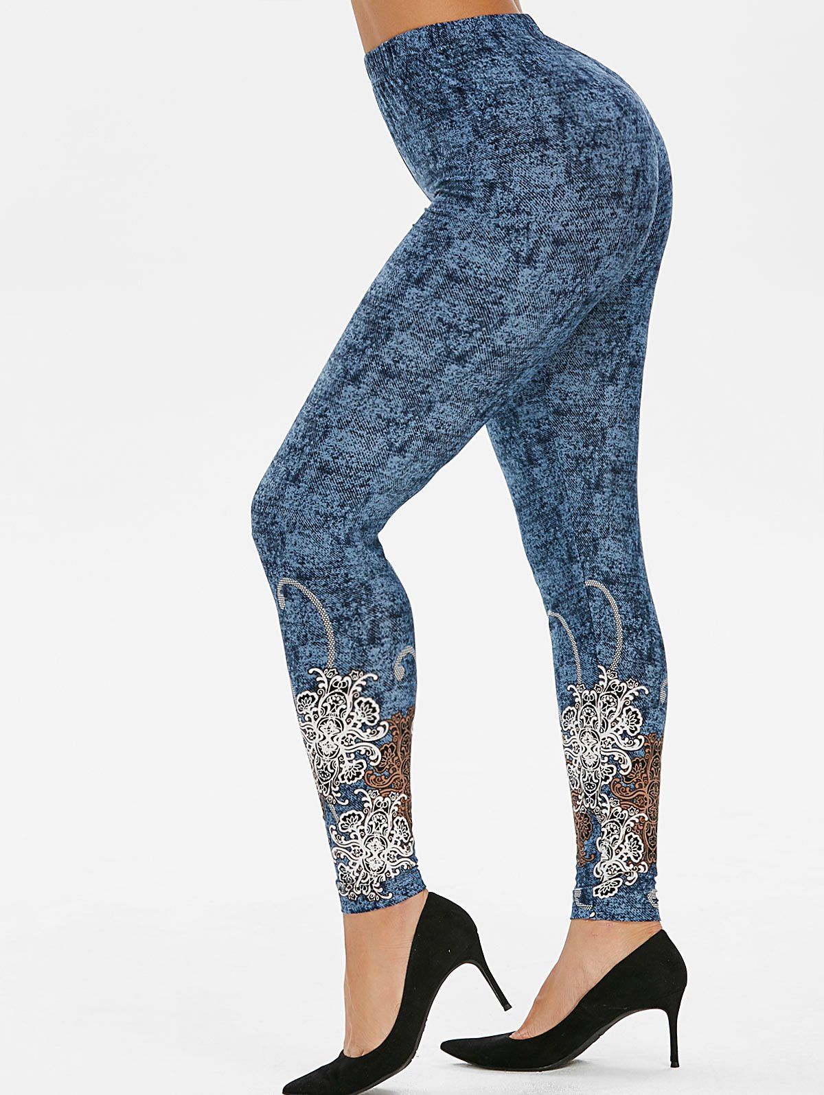 

High Rise Tribal Print Jeggings, Blue koi