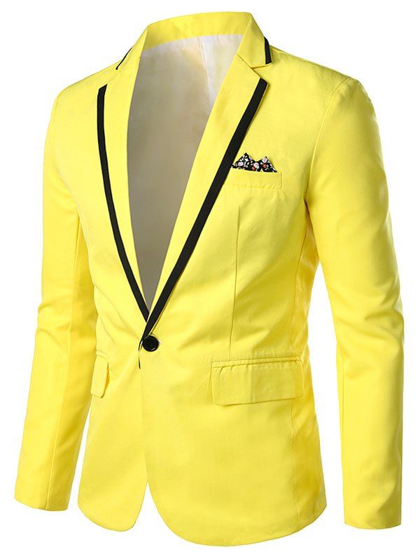 

Color Spliced Pocket Decoration Blazer, Yellow