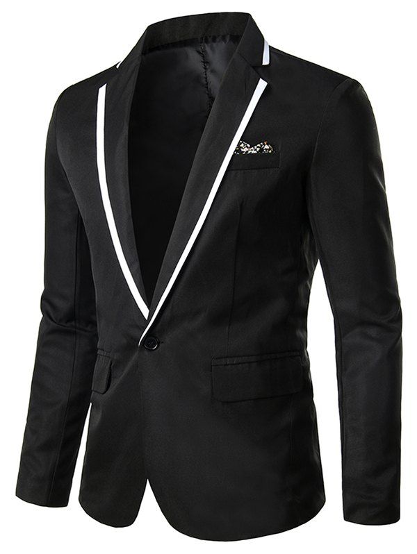 

Color Spliced Pocket Decoration Blazer, Black