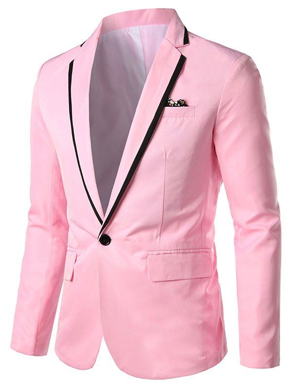 

Color Spliced Pocket Decoration Blazer, Pink