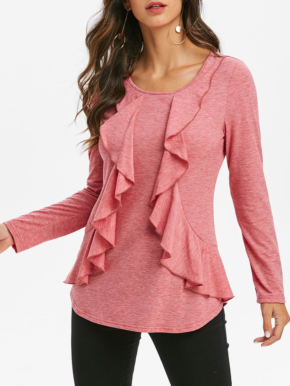 

Space Dye Ruffle T-shirt, Pink