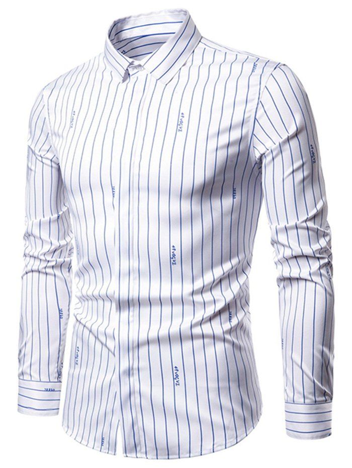 

Striped Printed Long Sleeves Shirt, White