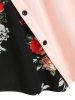 Haut Tunique Panneau Fleuri de Grande Taille avec Bouton - Rose  1X