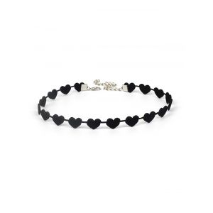 

Velour Heart Choker Necklace, Black