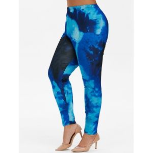 

Plus Size Tie Dye Skinny Leggings, Cobalt blue