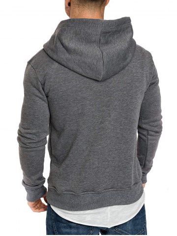 

Button Front Kangaroo Pocket Fleece Hoodie, Dark gray