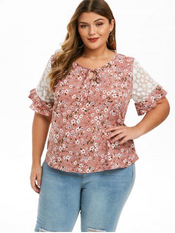 

Plus Size Ditsy Print Peasant Blouse, Multi-a