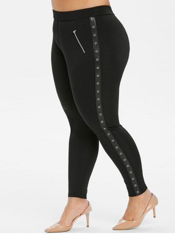 

Plus Size Grommet Eyelet Punk Gothic Pants, Black