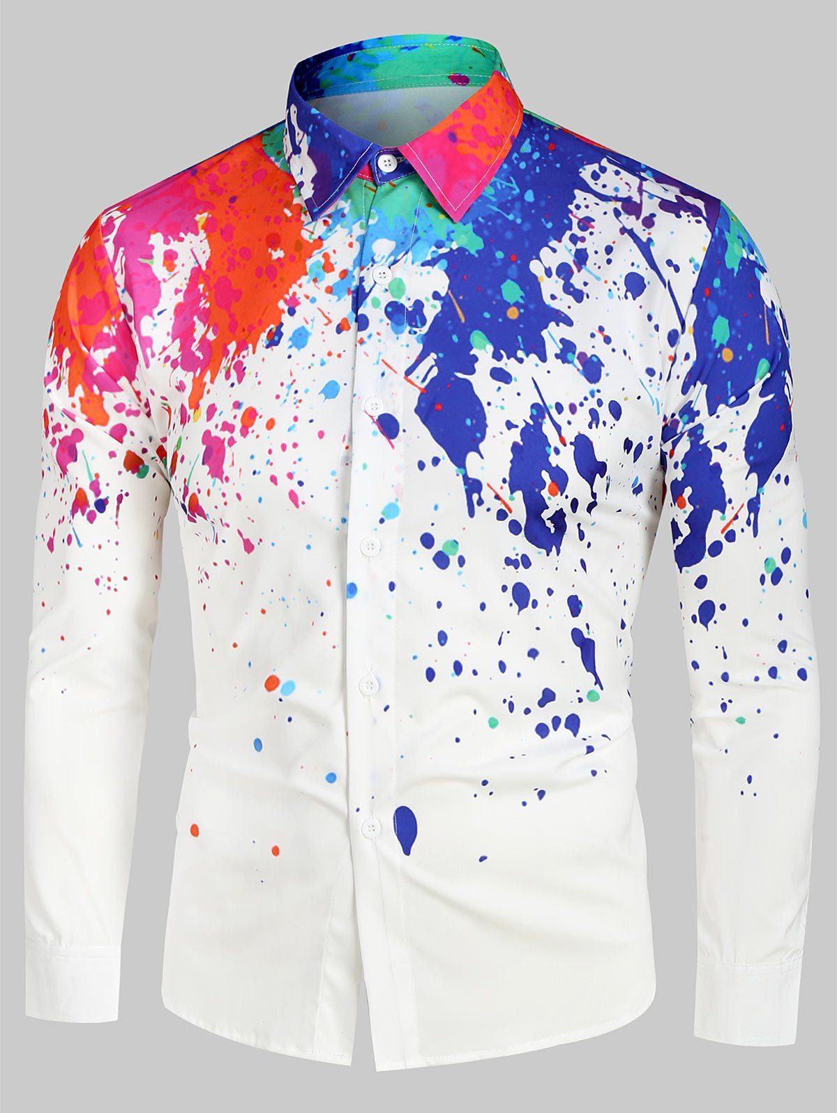 

Splatter Painting Print Long-sleeved Shirt, White