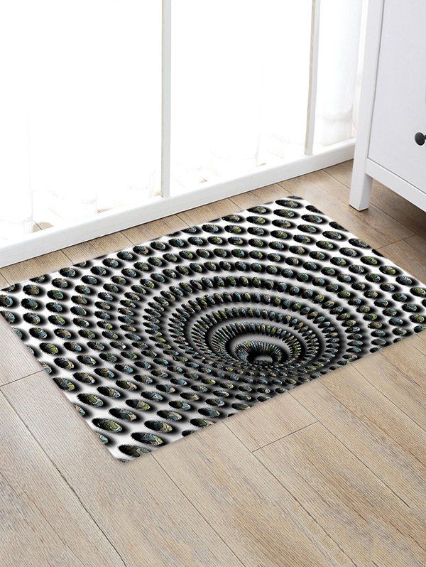 

3D Whirlpool Pattern Printed Floor Mat, Multi-d