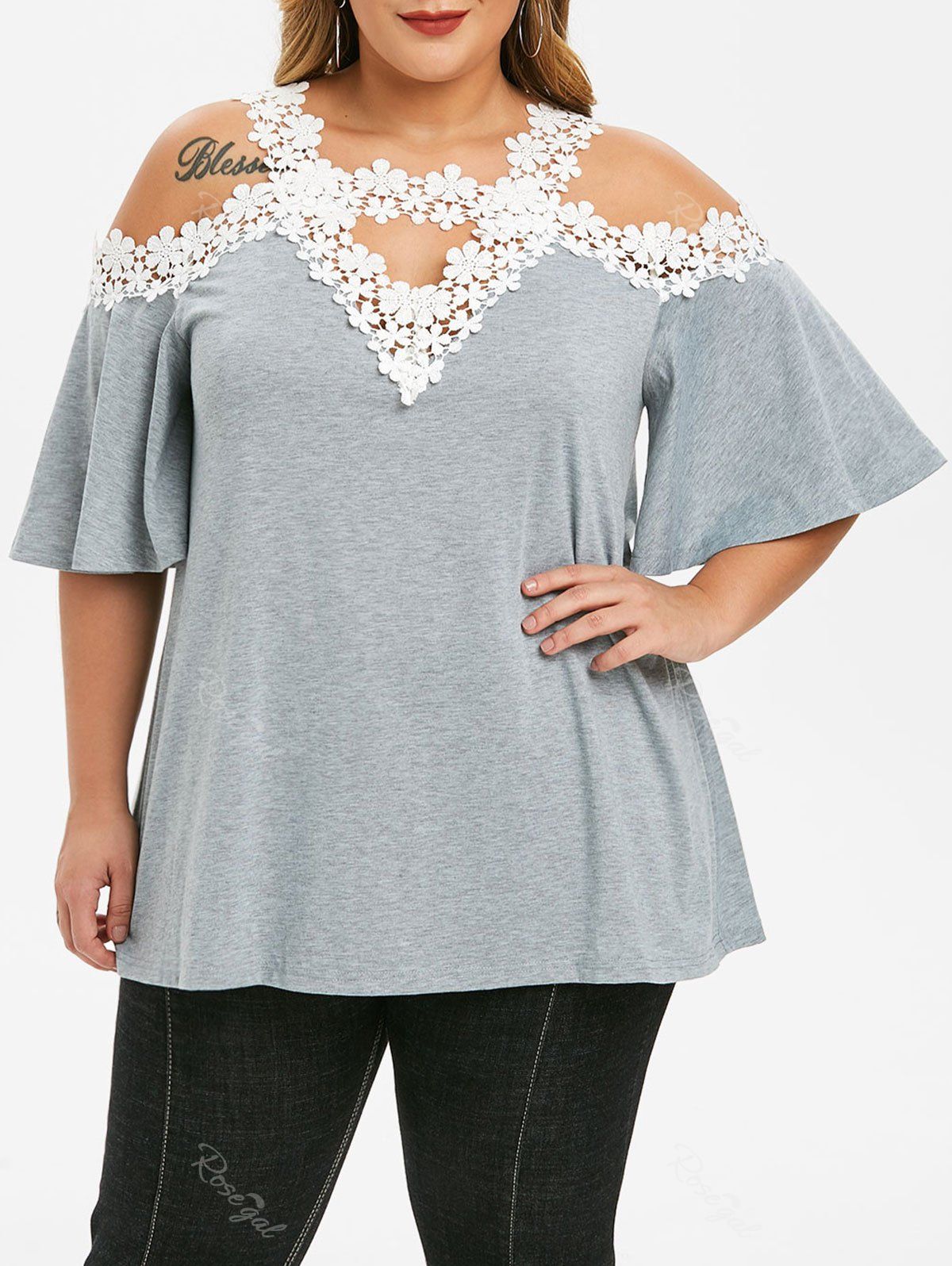 plus size cold shoulder tees