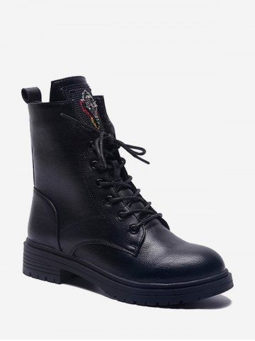 black mid calf low heel boots