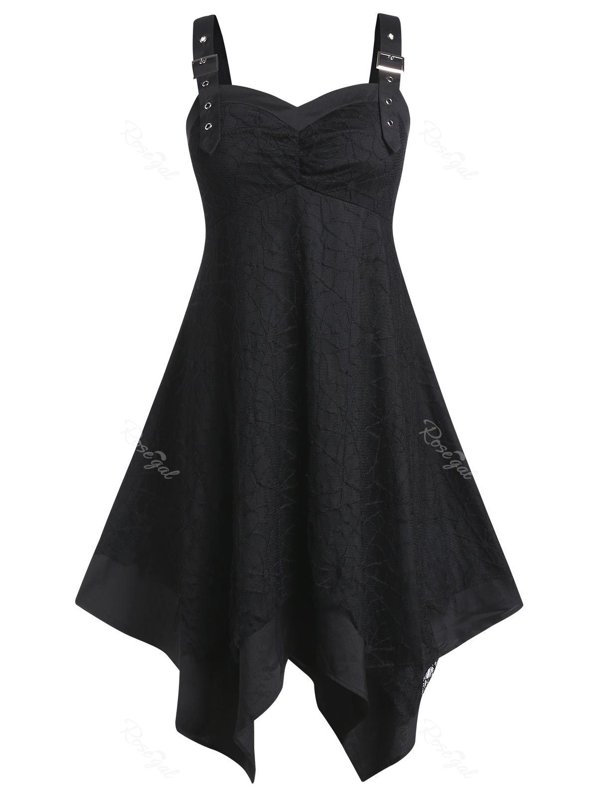 

Plus Size Sleeveless Sweetheart Neck Asymmetric Dress, Black