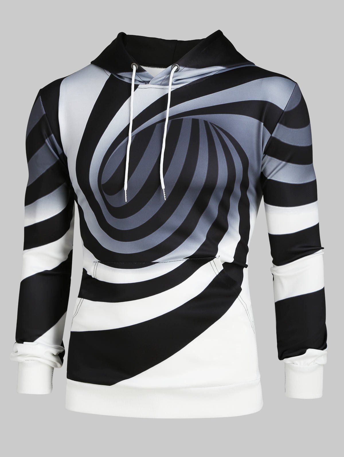 

Spiral Print Drawstring Hoodie, White