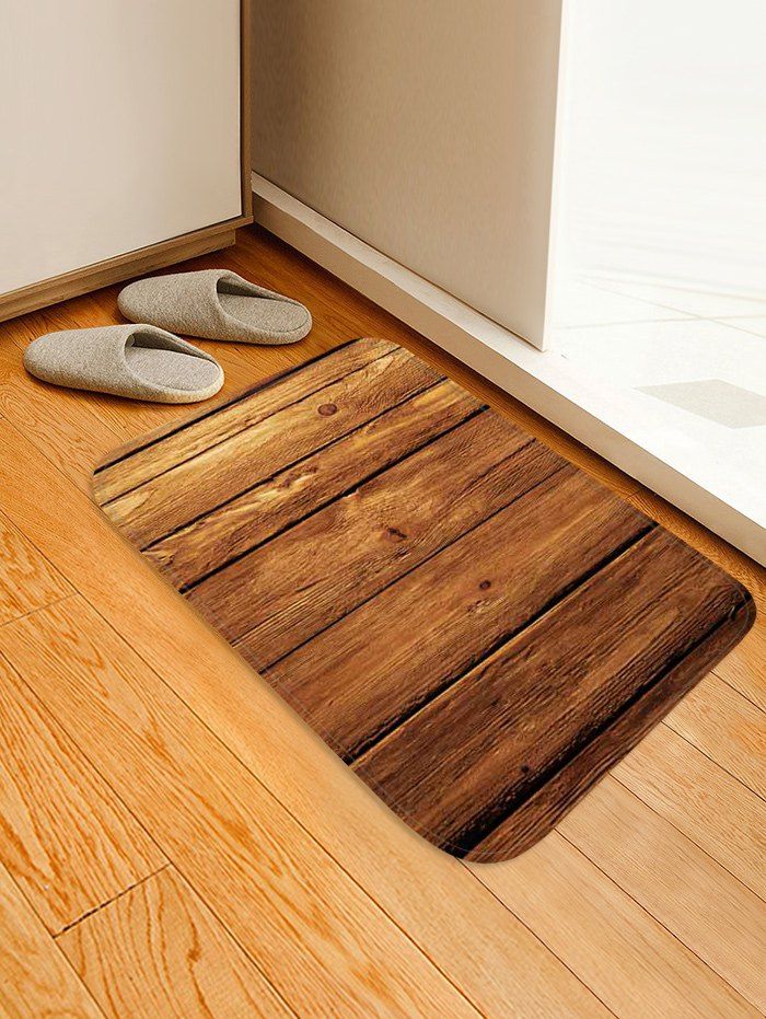 

3D Wooden Pattern Printed Floor Mat, Multi-e