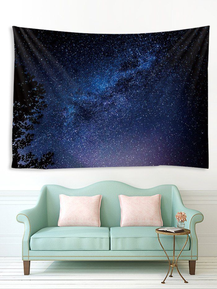 

Treetop Galaxy Print Tapestry Wall Hanging Art Decoration, Multi-a