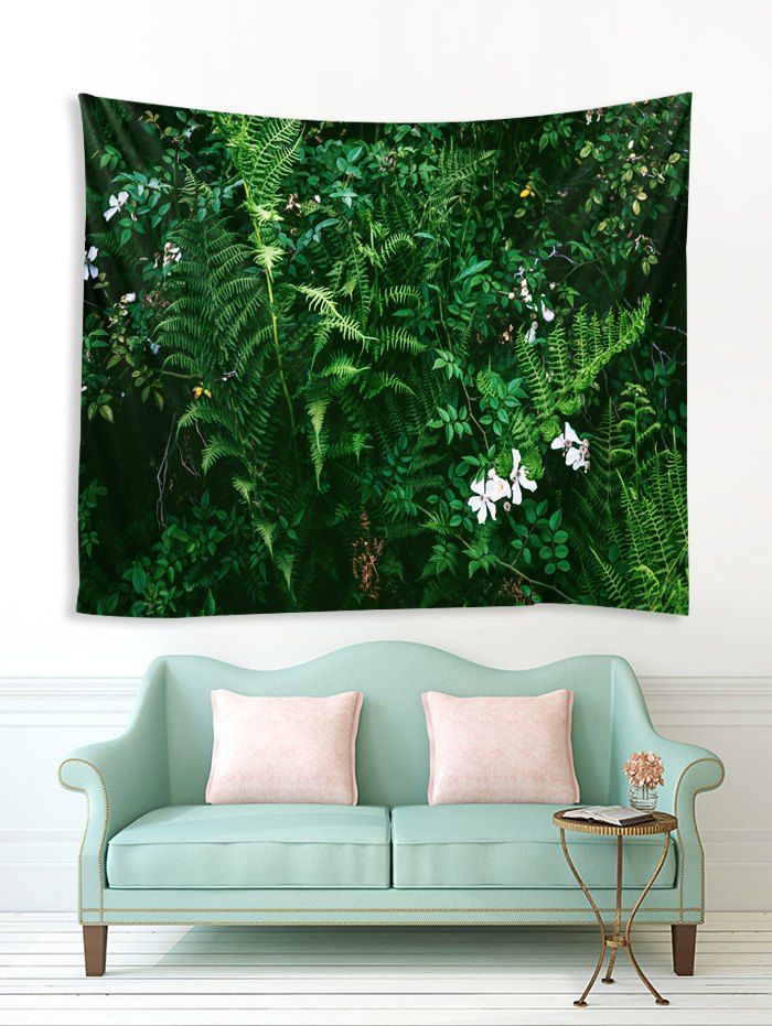 

Bushes and Flowers Print Tapestry Wall Hanging Art Decoration, Deep green