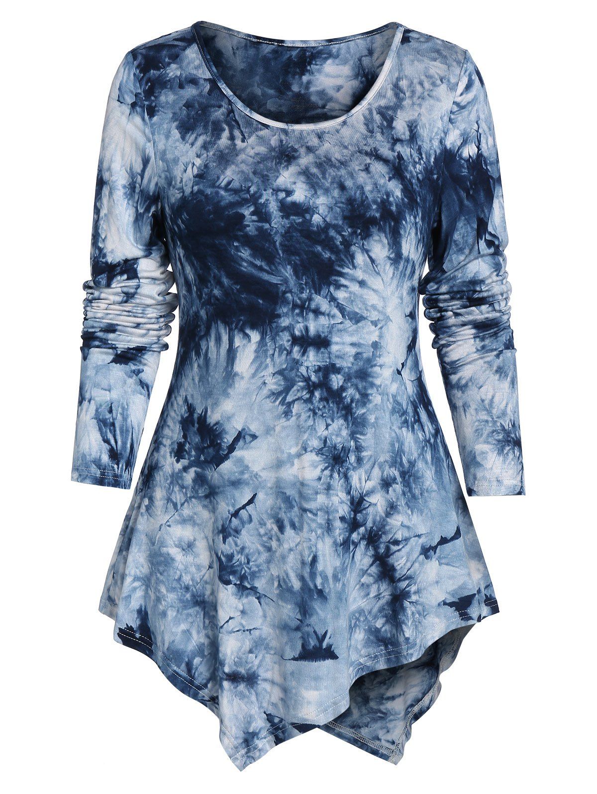 

Asymmetrical Tie Dye T-shirt, Peacock blue