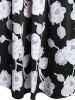 T-shirt Long Tunique à Imprimé Fleuri de Grande Taille - Noir 1X