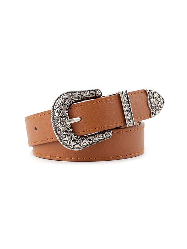

Vintage PU Leather Engraved Belt, Tiger orange