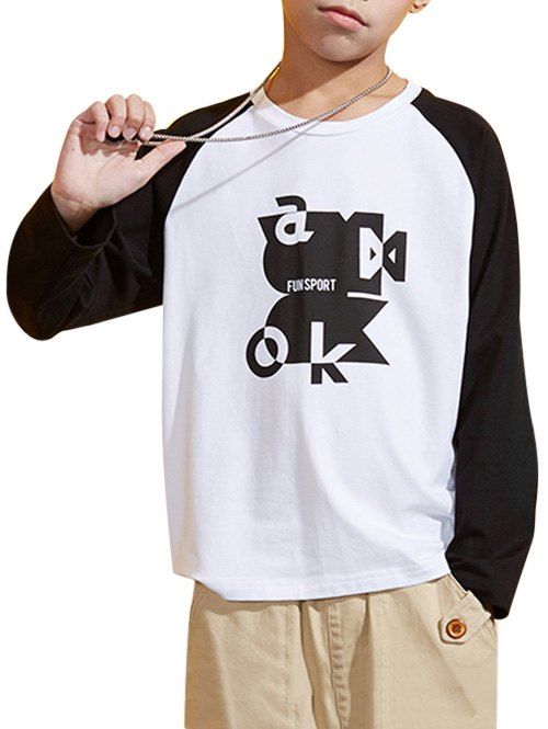 Latest Boys Abstract Letter Graphic Contrast Raglan Sleeve T Shirt  