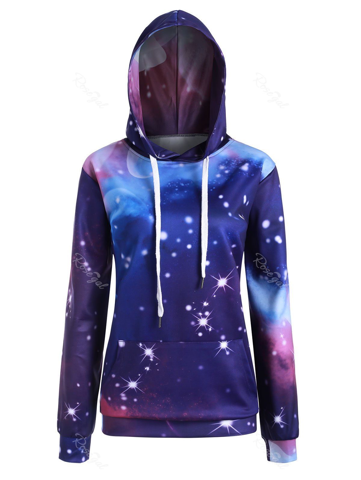 drawstring hooded galaxy color block 3d printed long sleeve hoodie sweatshirt