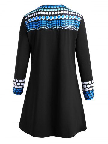 

Plus Size Buttoned Ombre Polka Dot Long Tunic Tee, Black