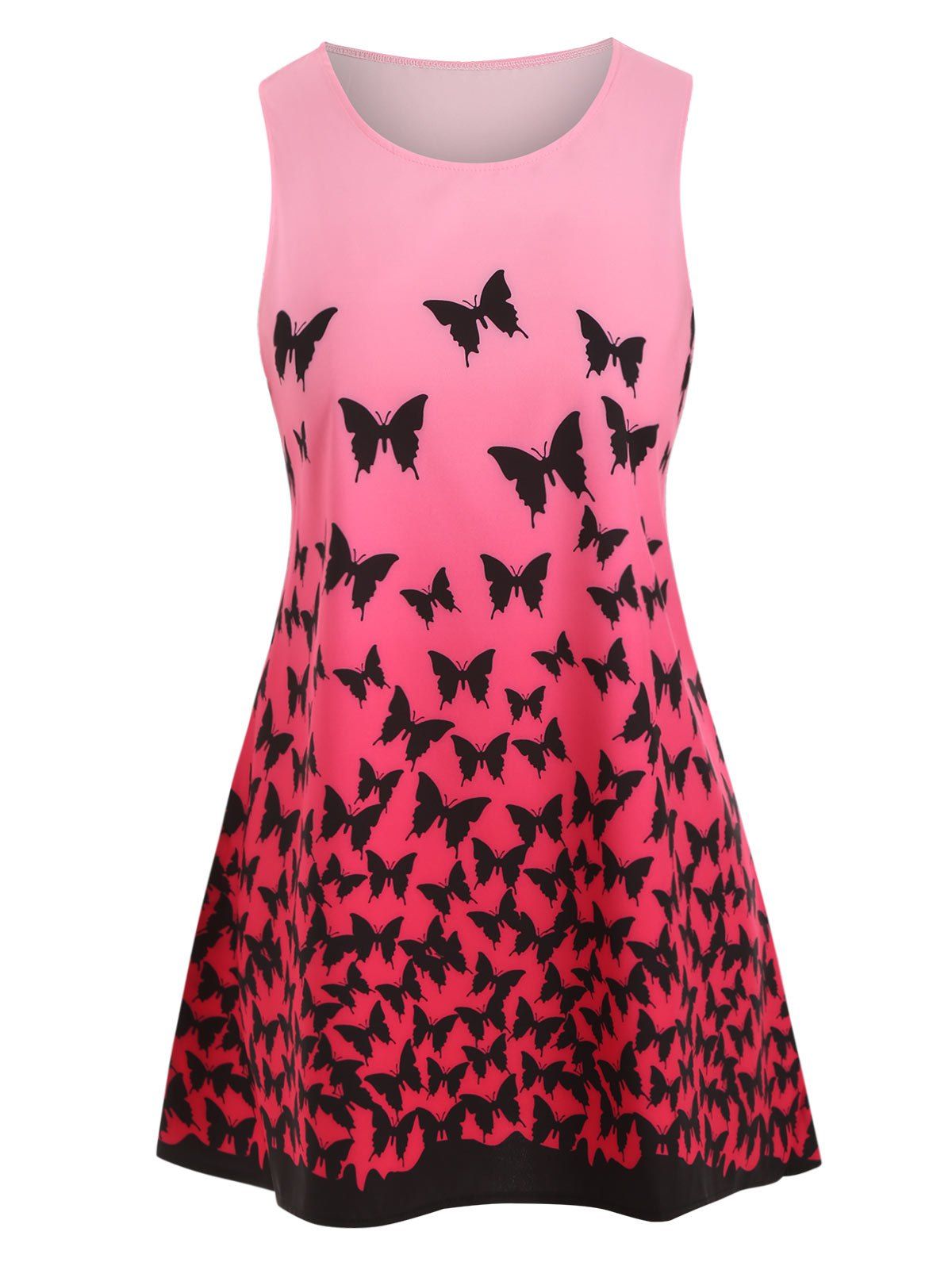 

Butterfly Print Ombre Mini Trapeze Dress, Pink