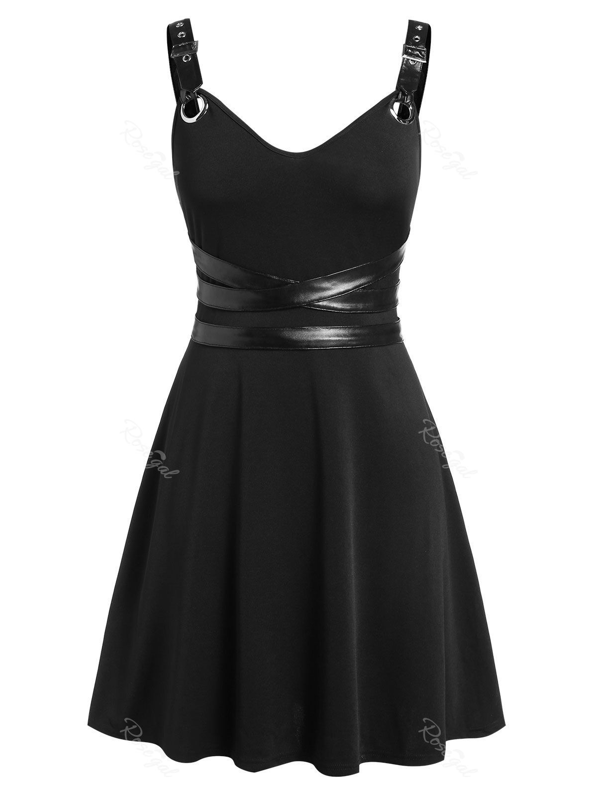

Plus Size A Line Mini Vintage Sleeveless Dress, Black
