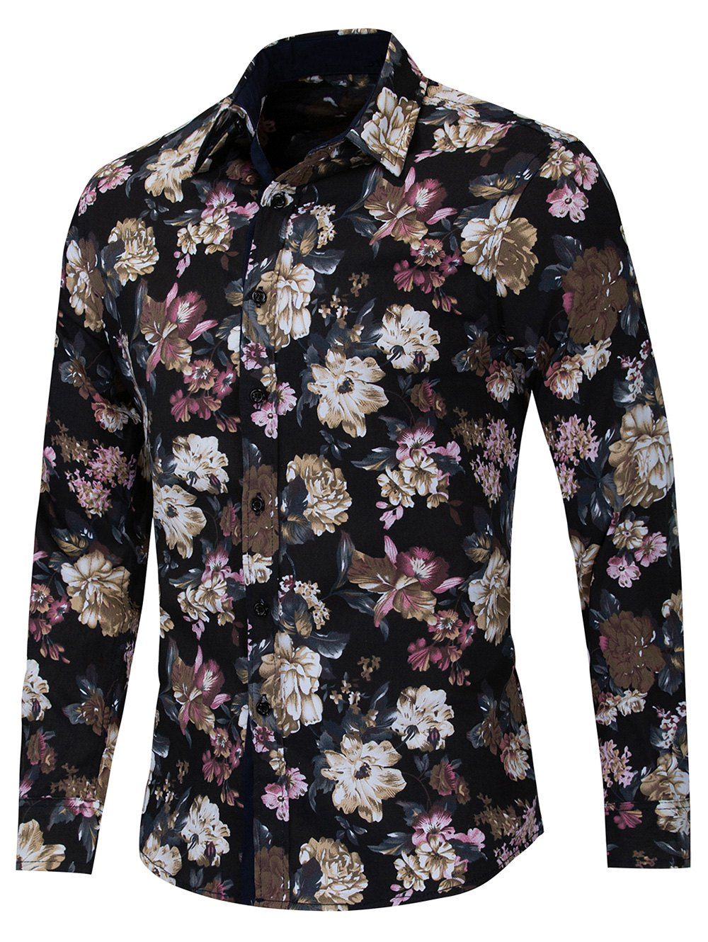 

Blossom Print Long-sleeved Shirt, Black