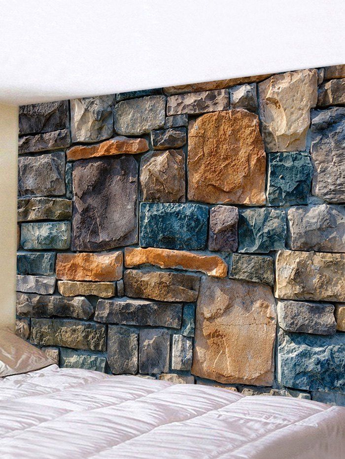 

3D Rock Stone Wall Printing Home Tapestry, Multi-a