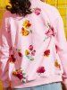 Girls Floral Print Pockets Snap Button Up Jacket -  