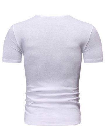 

Faux Leather Insert Lace-up Notched T-shirt, White