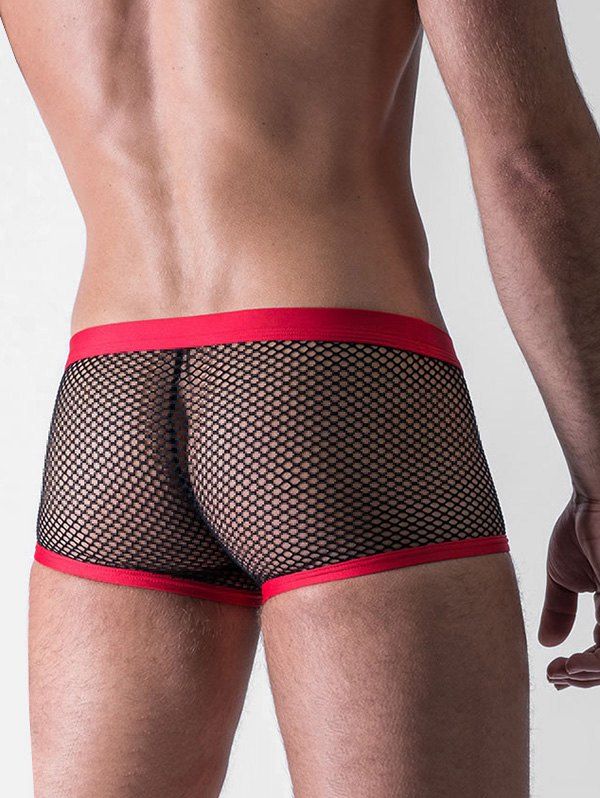 

Sexy Contrast Trim Sheer Mesh Boxers, Black